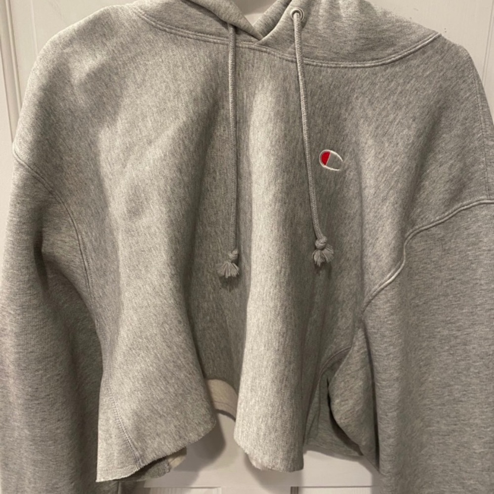 Gray Cropped Champion Sweatshirt Size large